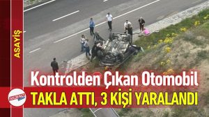 Kontrolden Çıkan Otomobil Takla Attı, 3 Kişi Yaralandı