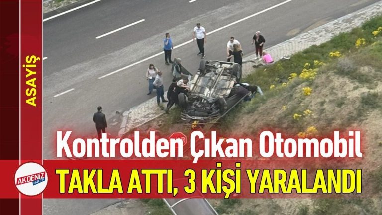 Kontrolden Çıkan Otomobil Takla Attı, 3 Kişi Yaralandı